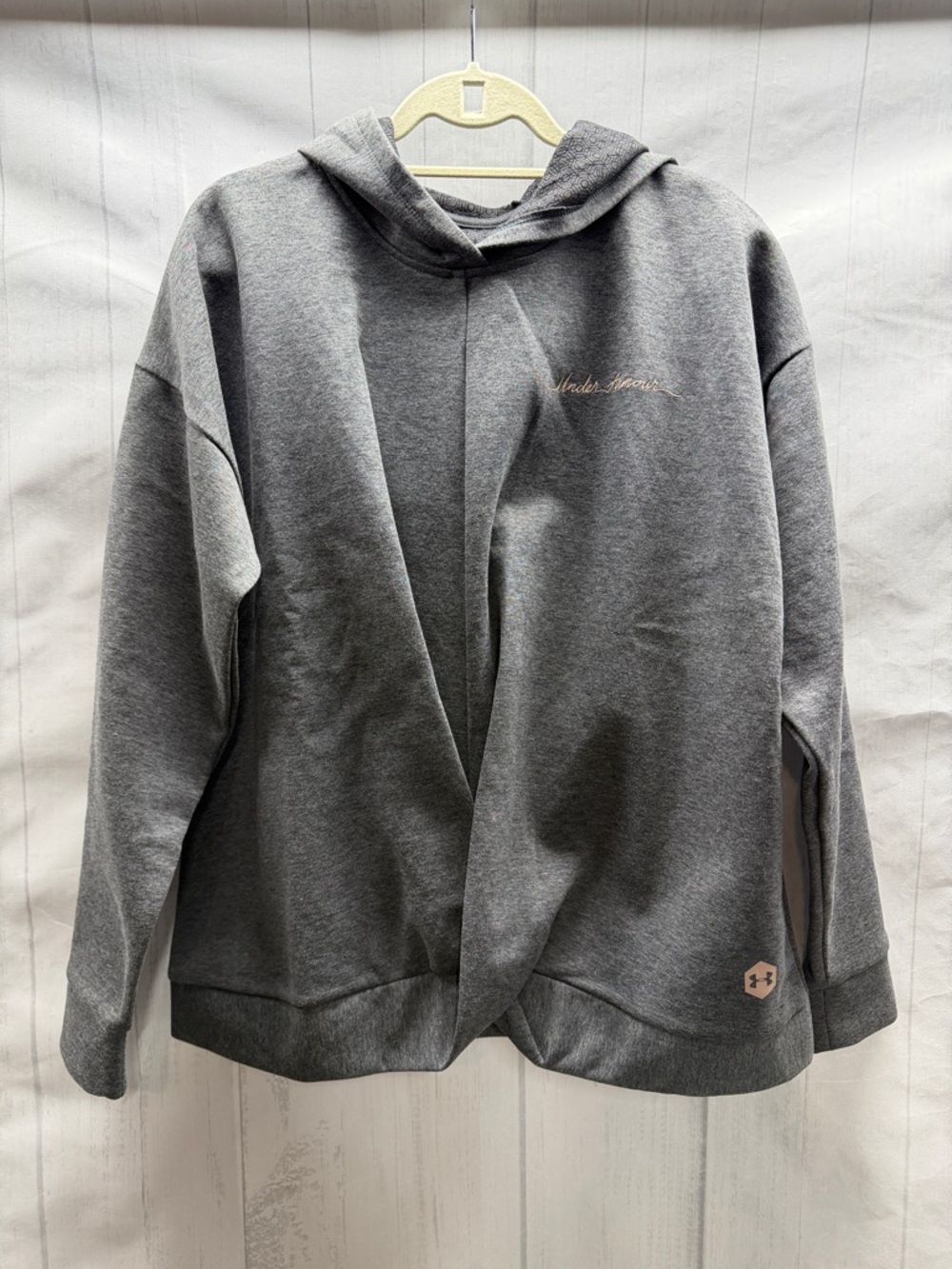 Under Armour NWT Gray Rush Recover Fleece Wrap Pullover Hoodie Sweatshirt Large